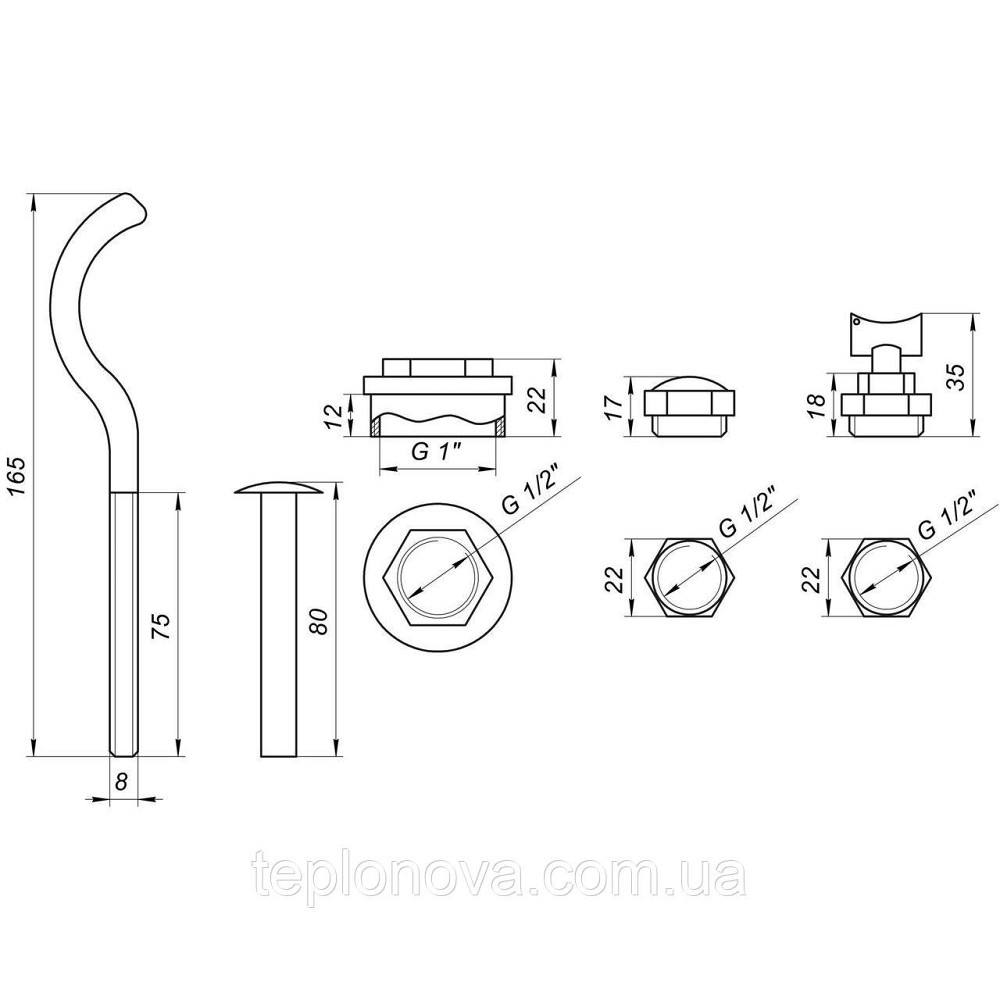 Комплект футорок секційного радіатора CRISTAL NR-2013 1/2| з 2-кронштейнами (HT 405) Чернівці - фото 2