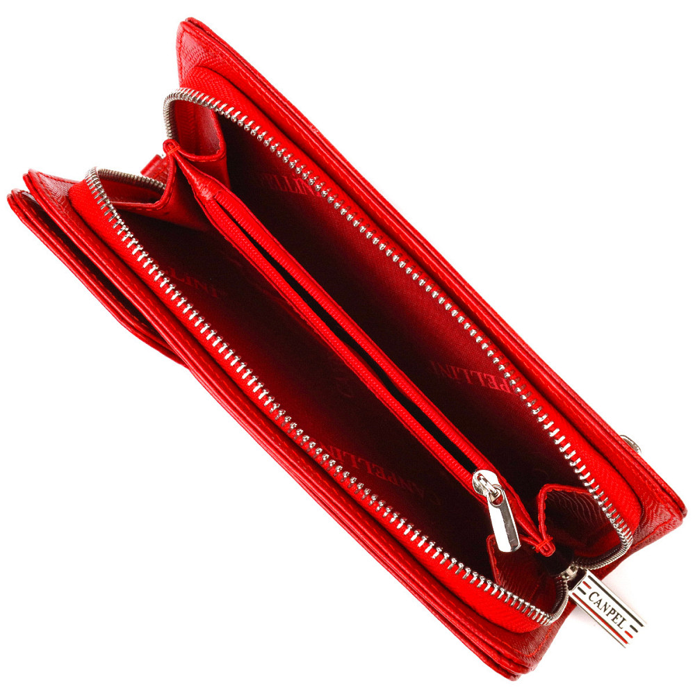 Женское портмоне клатч из натуральной кожи Красное (CANPELLINI) Киев - изображение 10