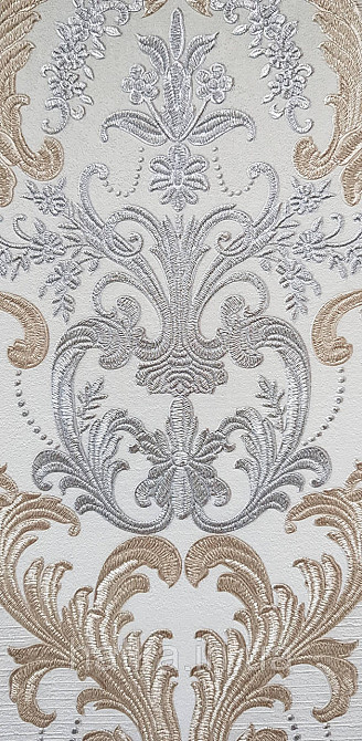 Шпалери вінілові на флізеліні AdaWall Signature1.06х10 вензелю завитки структурне золото срібло на пісочному Київ - фото 3