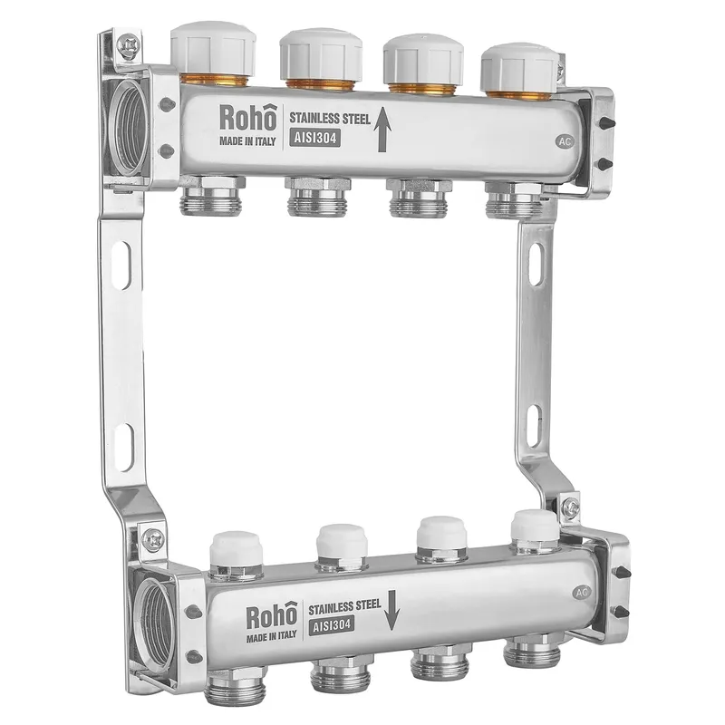 Колектор з термостатичними та запірними клапанами Roho R805-04M - 1"x 4 вих. (RO1044) Київ - фото 1