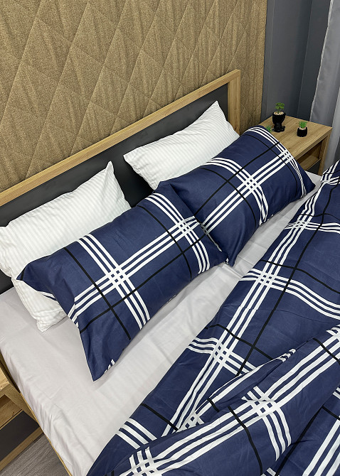 Комплект постельного белья, Decorator Kelso Евро 200х215 синий с белым (88-019) Киев - изображение 7