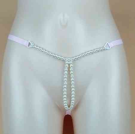 Труси з бусами еротичні білі - розмір універсальний, (на резинці) Київ