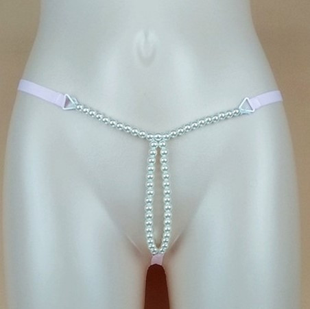 Труси з бусами еротичні білі - розмір універсальний, (на резинці) Київ - фото 1