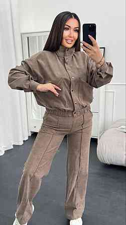 Женский стильный повседневный костюм двойка бомбер+брюки Бежевый, 50/52 Одесса