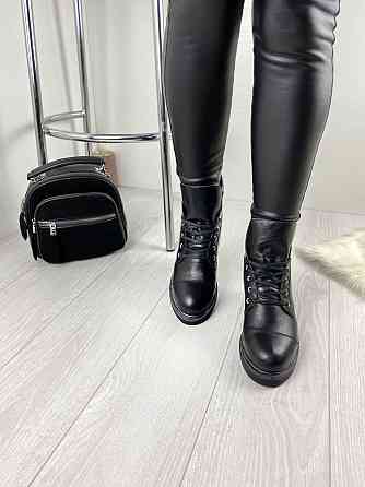 Черевики жіночі D and V чорні натуральна шкіра зима висота 13см розмір 36р. (3032) Коломыя
