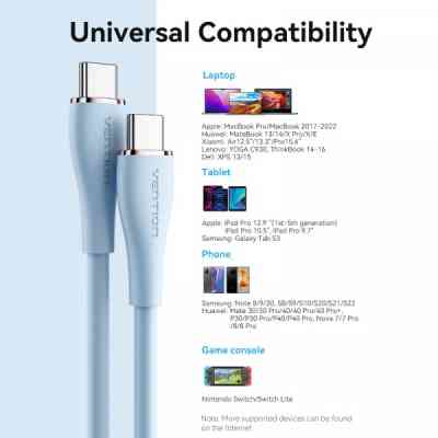 Дата кабель USB-C to 2xUSB-C 1.5m 5.0A Silicone Type Blue Vention (CTMSG) Винница