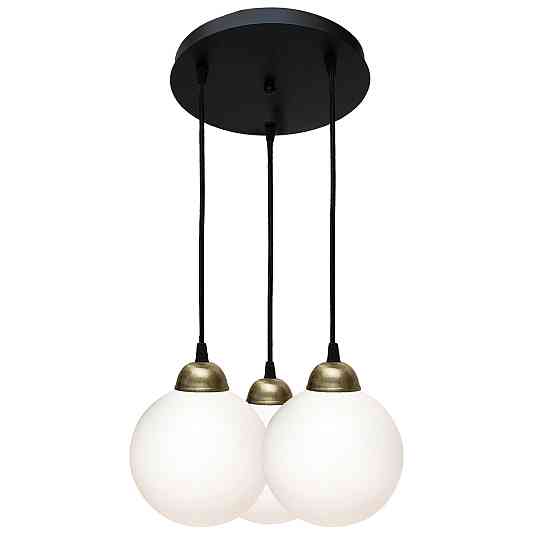 Светильник подвесной MSK Electric Luna на круглой основе с тремя плафонами шарами Е27 PL 2026-3R BK Одесса