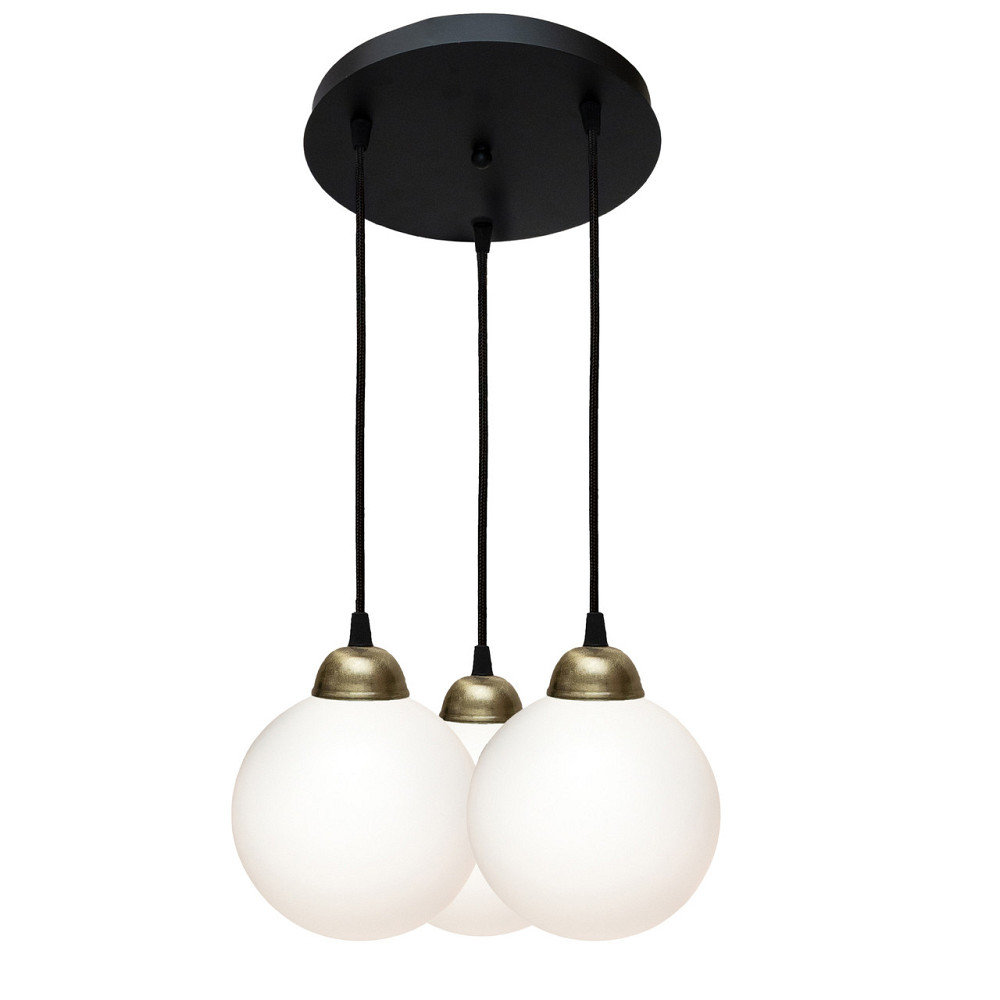 Светильник подвесной MSK Electric Luna на круглой основе с тремя плафонами шарами Е27 PL 2026-3R BK Одесса - изображение 4