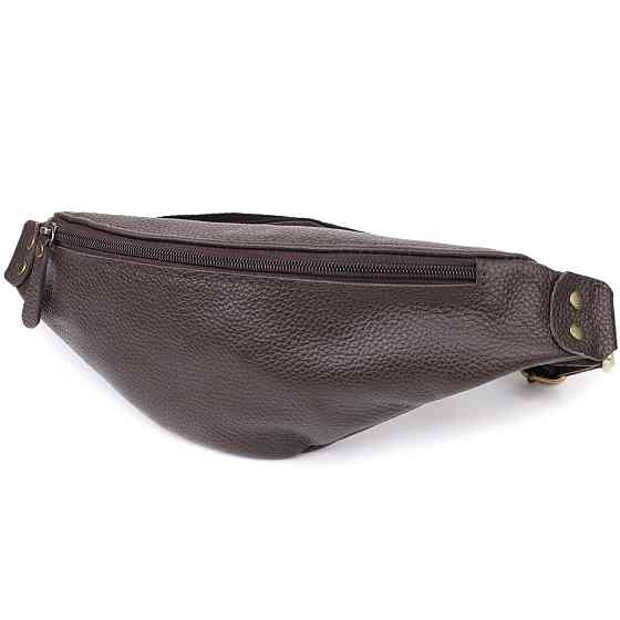 Модная сумка бананка для мужчин из зернистой натуральной кожи Shvigel 23137 Коричневый Киев