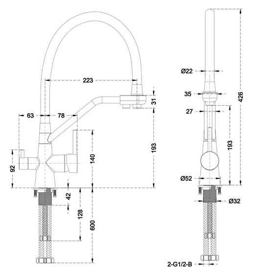 Кухонний змішувач Mixxus Premium SENNA 021 GRAPHITE з виводом для питної води (MI6827) Харків