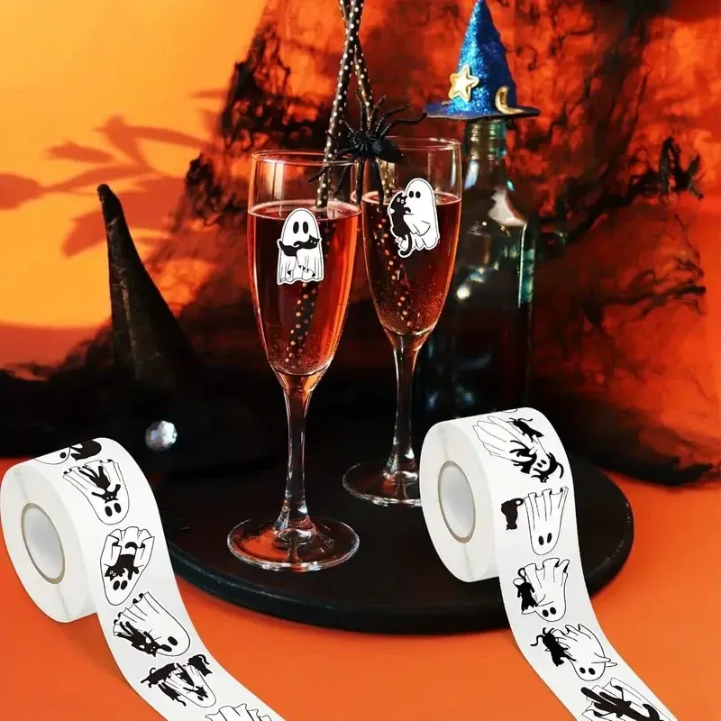 Набор наклеек на Хэллоуин — 500 шт призраки с черными котами Киев - изображение 5