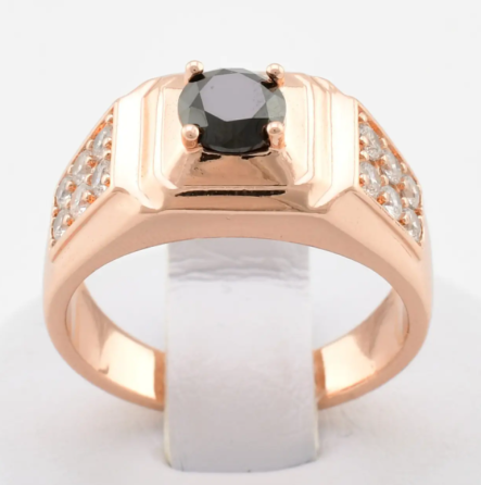 Печатка Xuping 11270 черные фианиты, позолота РО, ширина 10 мм, размер 19, вес 7,0 г, мужская Киев