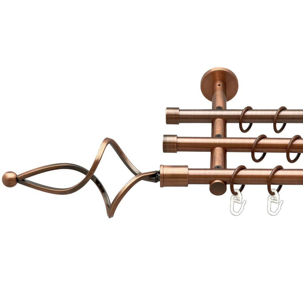 Карниз Orvit Ажур Хвилястий металевий трирядний циліндр (20 см) гладка труба кільце металеве Мідь 16\16\16 мм Львов - изображение 1