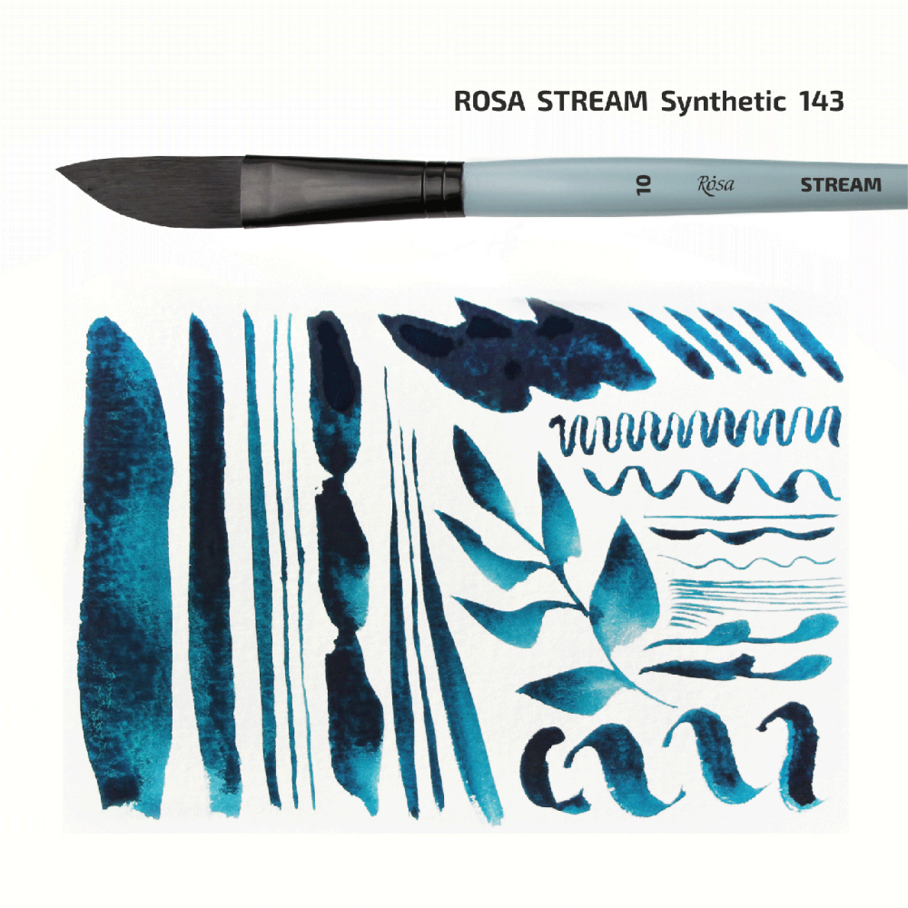 Кисточка синтетика саблевидна плоска даггер STREAM 143 коротка ручка ROSA Киев - изображение 3