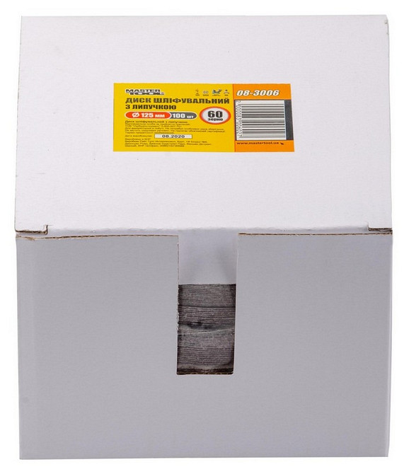 Круг шліфувальний на липучці MASTERTOOL 125 мм зерно 60 SHOWBOX 100 шт 08-3006PC Коломыя - изображение 2