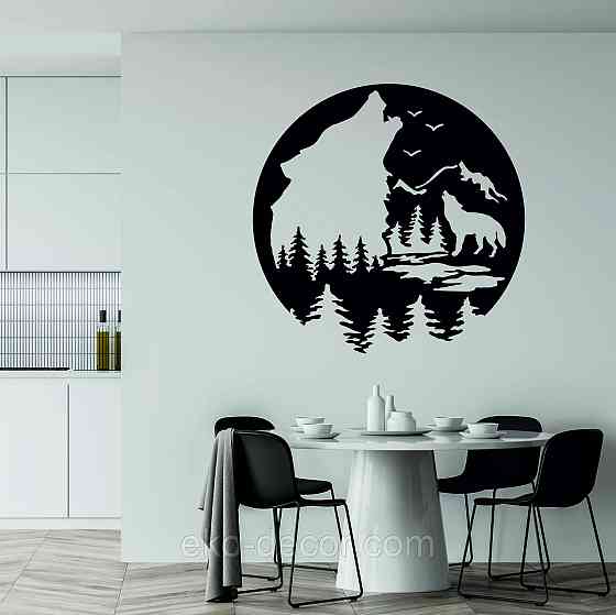 Декоративное настенное Панно «Волк», Декор на стену 70*70 см, Черный Киев