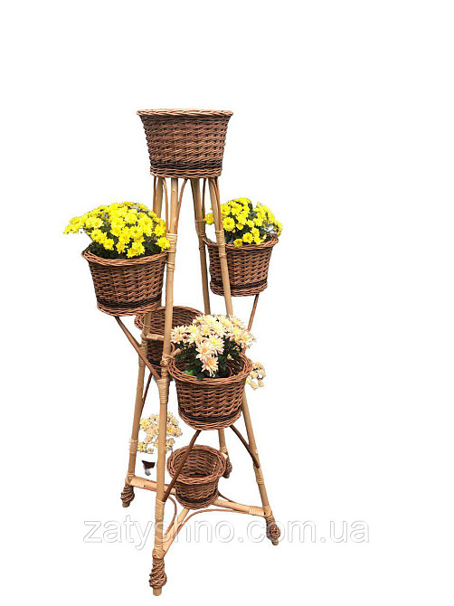Підставка під квіти на 5 горщиків плетена. Київ - фото 4