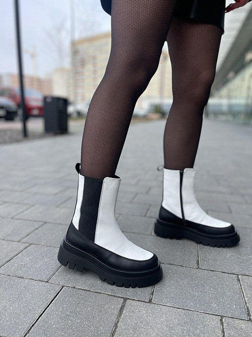 Broxci Черевики жіночі BROXCI чорний/білий натуральна шкіра зима висота 18 см (5208) 37р. Коломия - фото 1