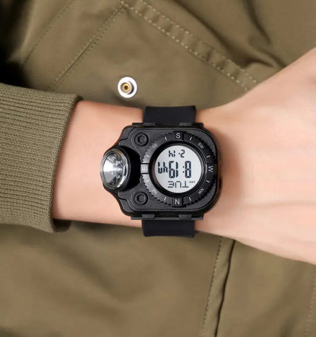 Чоловічий наручний годинник з ліхтарем Skmei 2187 Чорний з білим циферблатом Вінниця - фото 7