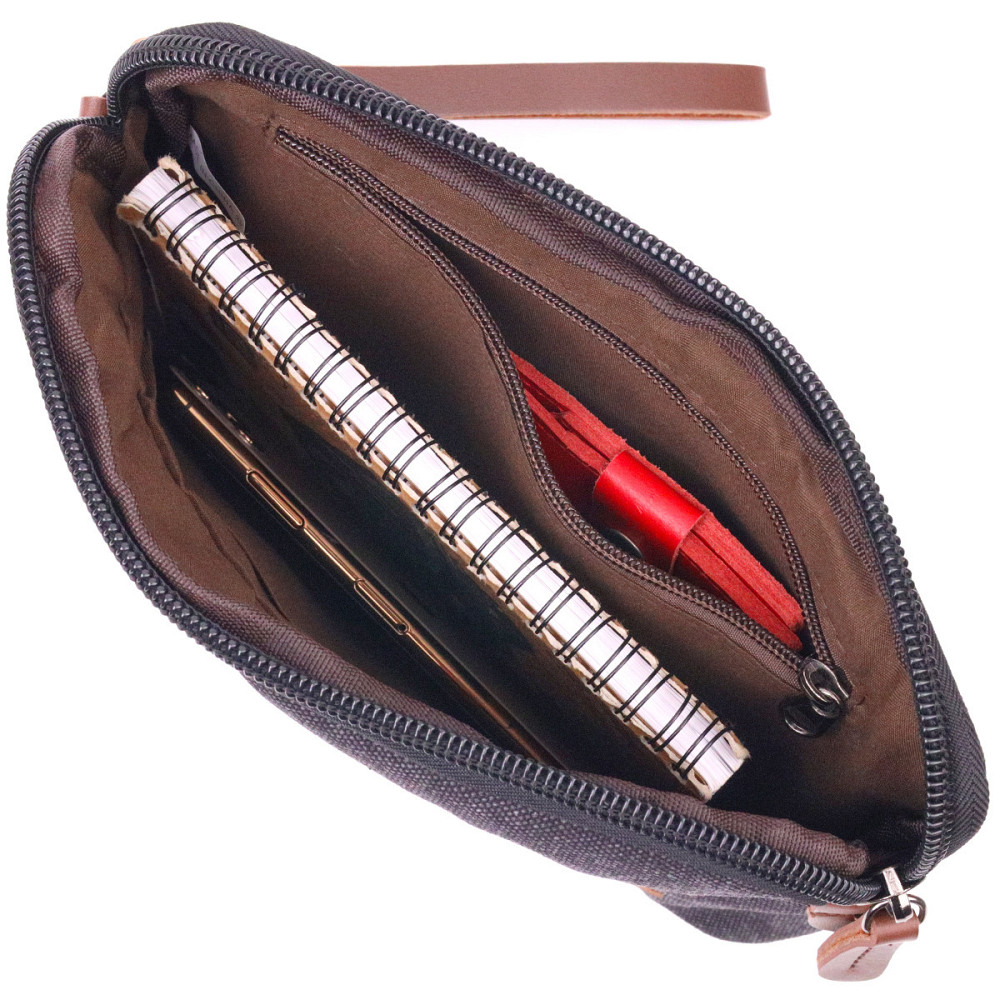 Зручна чоловіча барсетка текстильна Чорна (Vintage) Київ - фото 1