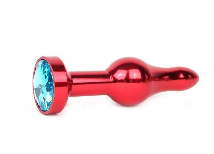 ЧЕРВОНА АНАЛЬНА ВТУЛКА, L 103 мм D 28 мм, вага 80 г, колір кристала блакитний Sex Aura Київ - фото 1