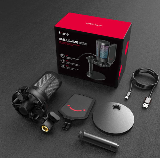 Микрофон конденсаторный игровой с поп-фильтром Fifine A6 RGB Ampligame Киев