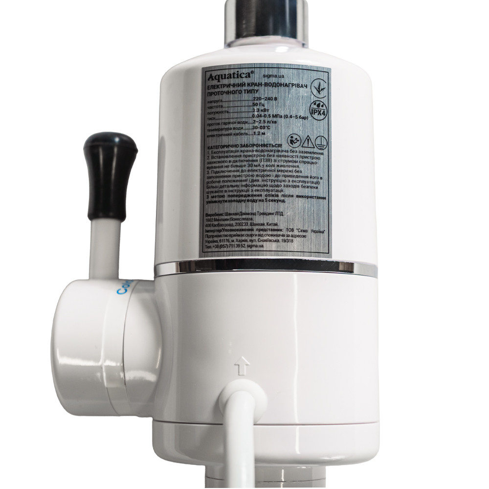 AQUATICA Кран-водонагреватель проточный s96 3.3кВт для кухни излив ухо на гайке с дисплеем и те Коломия - фото 6