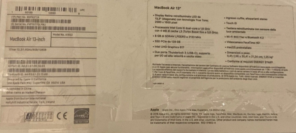 Ноутбук: MacBook Air 13