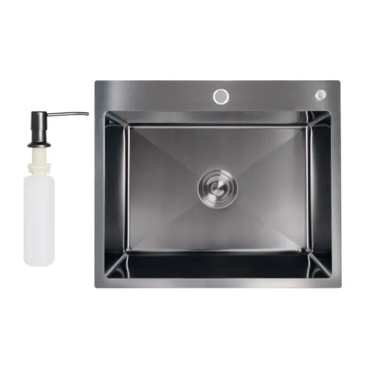 Кухонная мойка с нержавеющей стали Lidz H60*50B 3.0/0.8 мм Brush Black (LDH6050BPVD3008) Киев