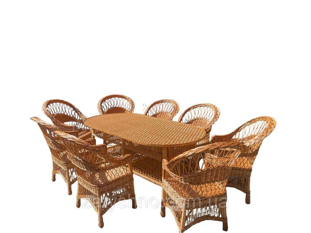 Меблі плетені на 8 осіб з овальним великим столом Київ - фото 5