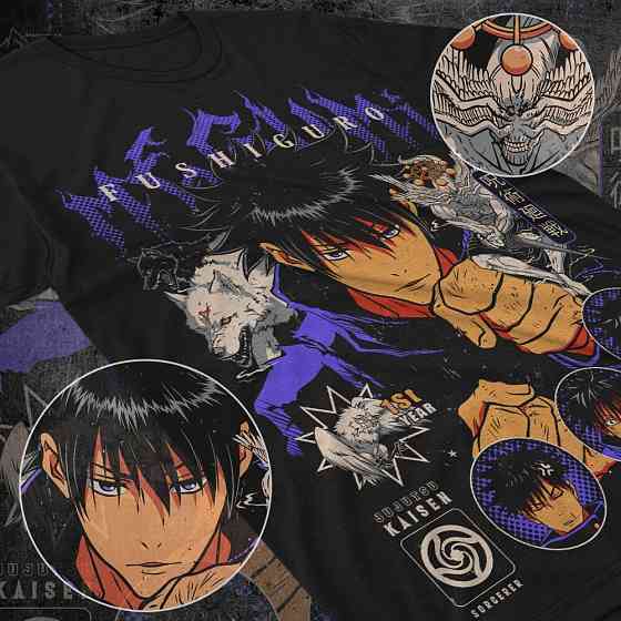 Футболка з аніме принтом Магічна битва оверсайз (S/M/L) Чорний AnimeJ1104 Дніпро