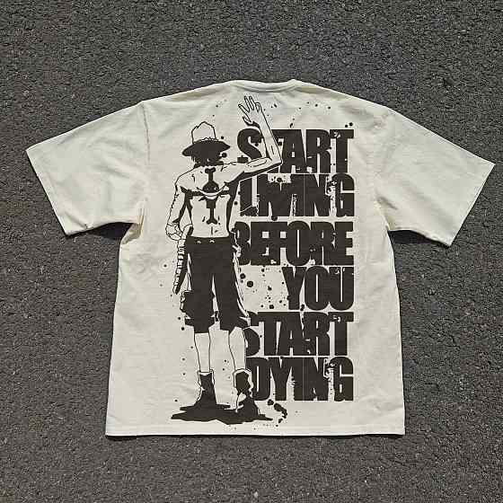 Футболка для хлопчика з принтом аніме Ван Піс Портгас Д Аке оверсайз (зріст від 165 до 180) Чорний Дніпро