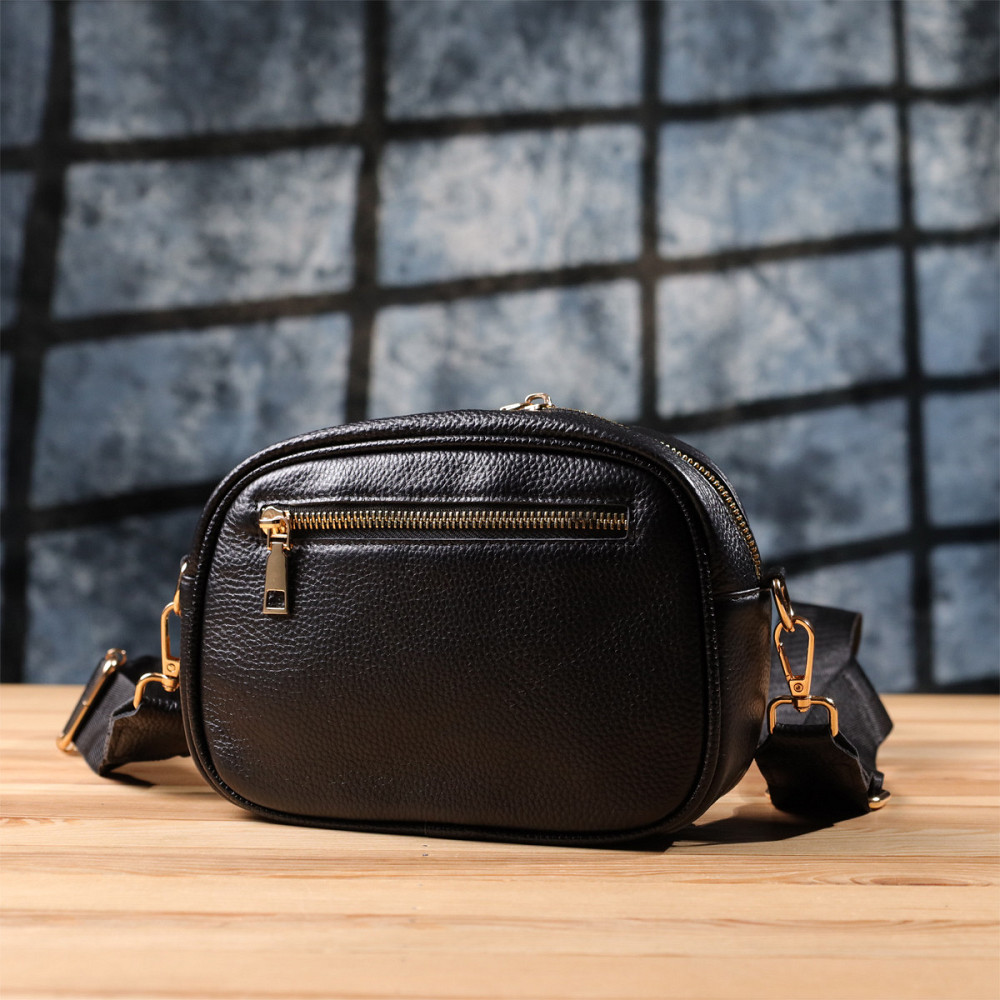 Компактная стеганая сумка для женщин из натуральной кожи Vintage 22894 Черный Киев - изображение 10