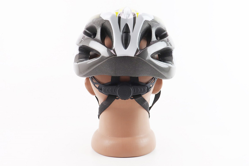 Шолом велосипедний M (54-57 см) знімний козирок, 18 вент. отворів, чорно-біло-жовтий AVHM-02 Київ - фото 2