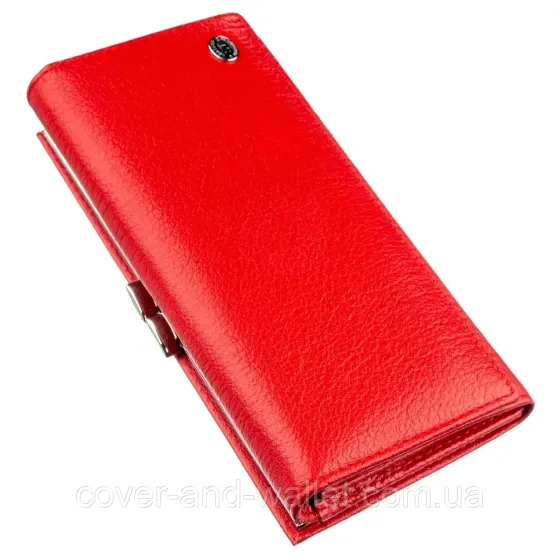 Классический женский кошелек с монетницей снаружи красного цвета ST Leather 1518 Киев
