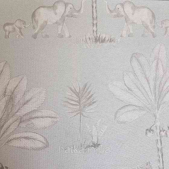 Шпалери флізелінові BN Doodleedo 0,53 х 10 м дитячі саванна слони рисі поні пальми блакитні сірі Київ