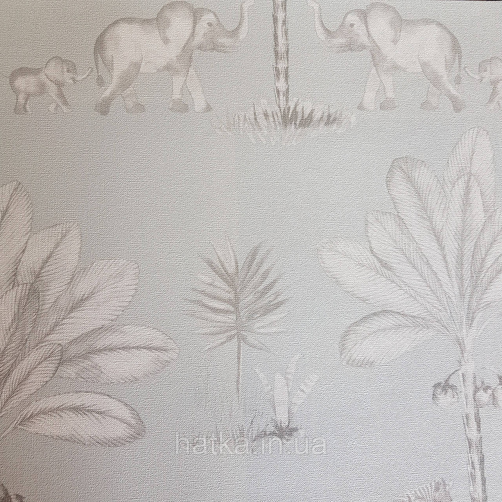 Шпалери флізелінові BN Doodleedo 0,53 х 10 м дитячі саванна слони рисі поні пальми блакитні сірі Київ - фото 1