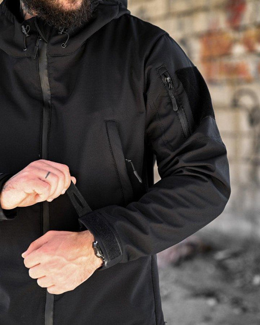 Демисезонный тактический костюм софтшел SATELIT черный полиция  ПП8056 Одесса - изображение 6