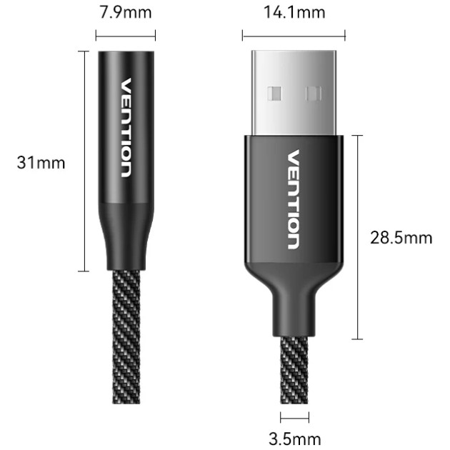 Звукова карта USB AUX jack, TRRS Ear, 0.25 м 96 кГц/24 біт 2-в-1 DSP шумозаглушення Vention Винница - изображение 2