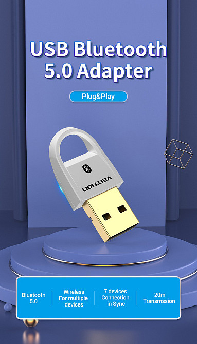 Адаптер Bluetooth Vention USB білий Київ - фото 9