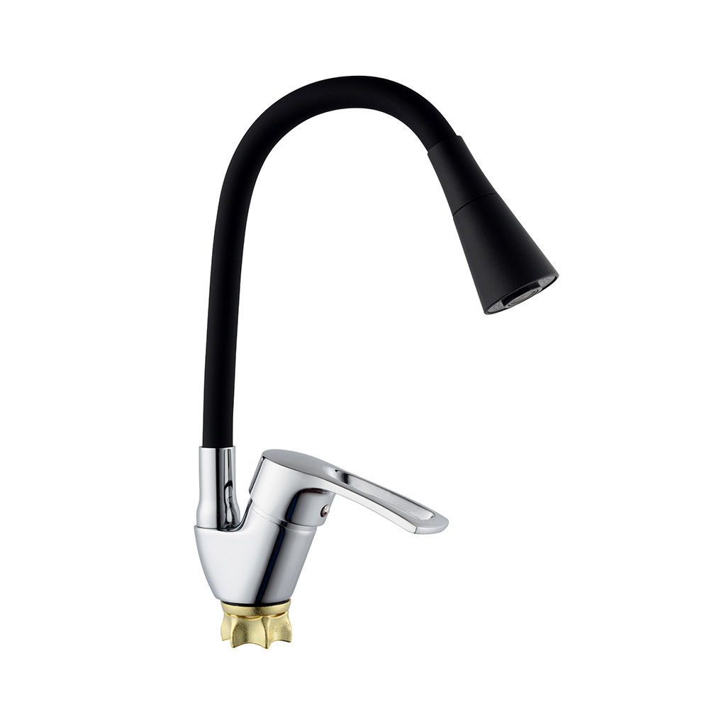 Смеситель для кухни с гибким изливом WEZER VRL416B-05 хром/черный Киев - изображение 1