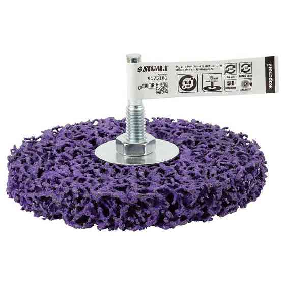 Круг зачистной из нетканого абразива (коралл) Ø100мм с держателем фиолетовый жесткий SIGMA (9175181) Киев