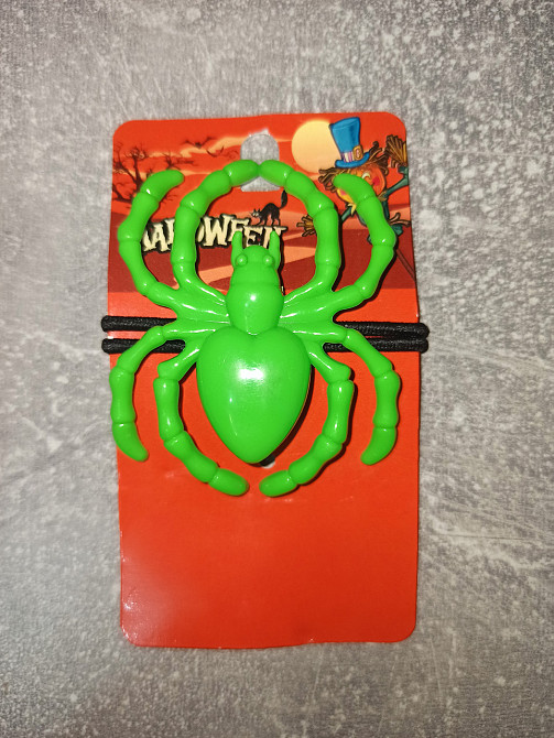 Резинка для волос Павук 5 на 7 см на Хелловін зелений Київ - фото 2