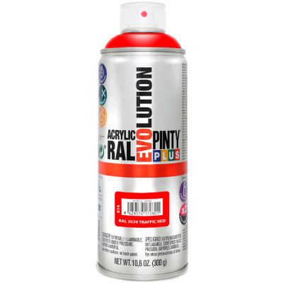 Краска-аэрозоль Pintyplus на водной основе Evolution Ral 3020 Красный 400 мл (8429576170801) Винница - изображение 1