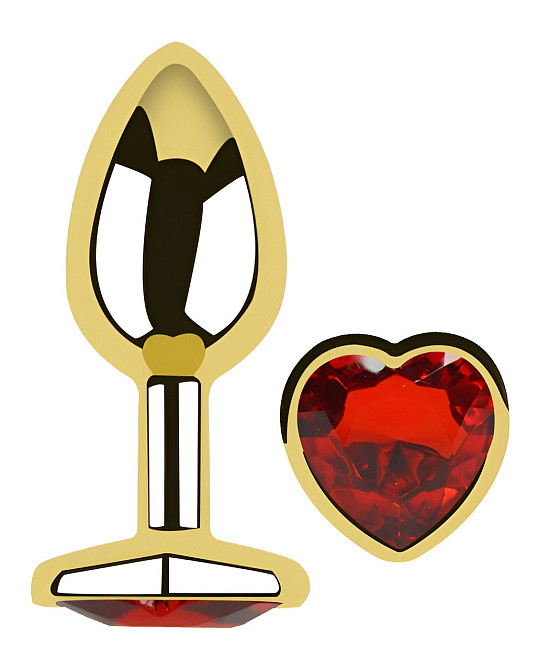 Анальна пробка з кристалом EGZO - Gold Heart Plug Red size M Sex Aura Київ - фото 2