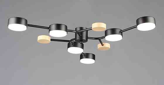 VALESO Люстра стельова на 6 плафонів VALESO N6713/6, патрон GX53, кругла, Чорний+Дерево Коломыя