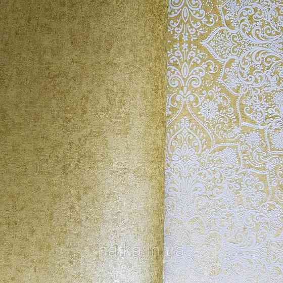 Шпалери флізелінові еко Rasch Kerala 0.53х10 м під венеціанську штукатурку жовті з перламутром Київ