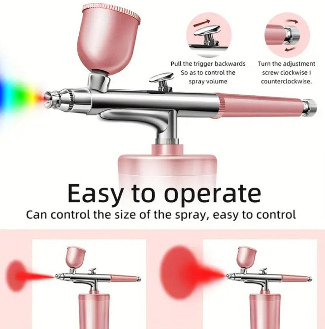 Портативний аерограф з компресором акумуляторний 0.3 мм | Портативний пістолет для фарбування, нейл- Київ - фото 6
