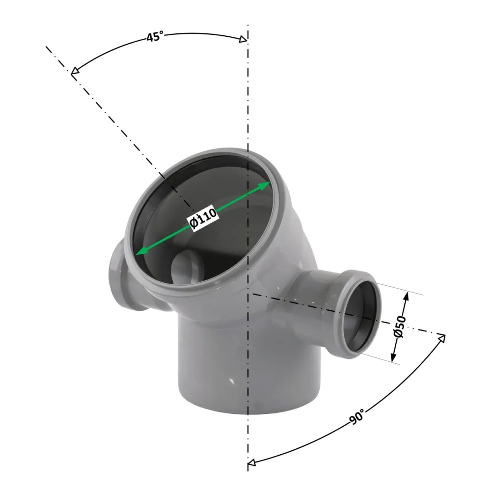 Колено 2 пл 110x110х45+ 2х50х90° (левое+ правое) TA Sewage Киев - изображение 7