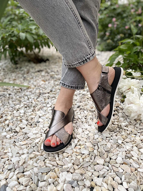 VIKTTORIO БосонІжки жіночі VIKTTORIO Лена графіт (літо, шкіра натуральна) (3681) 37р.38р. Коломыя - изображение 1